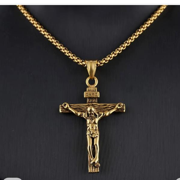 Gold crucifix pendant necklace on AliExpress with price and options to add to cart or buy now.